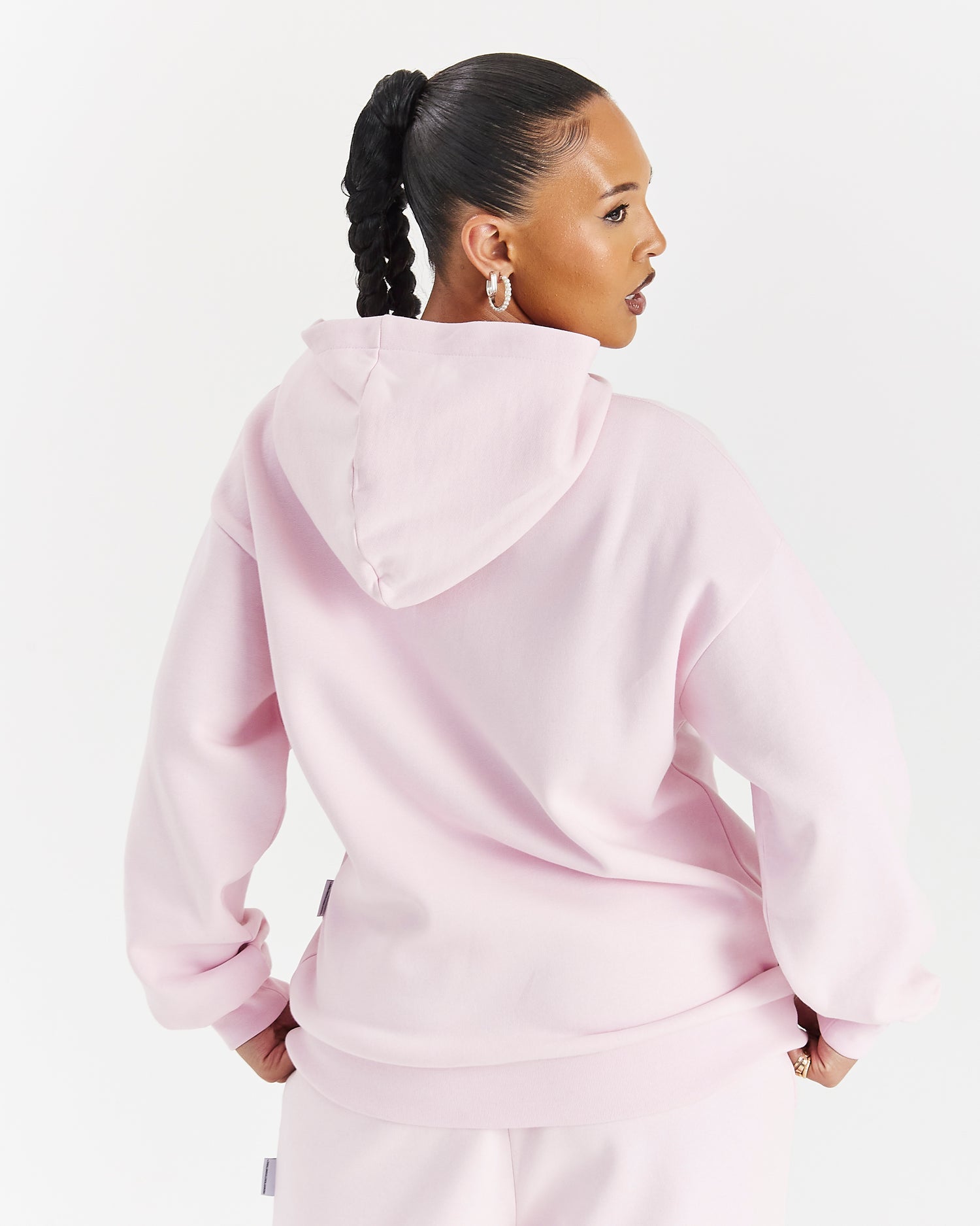 Lustre Oversized Zip Hoodie - Pink/Rhinestone