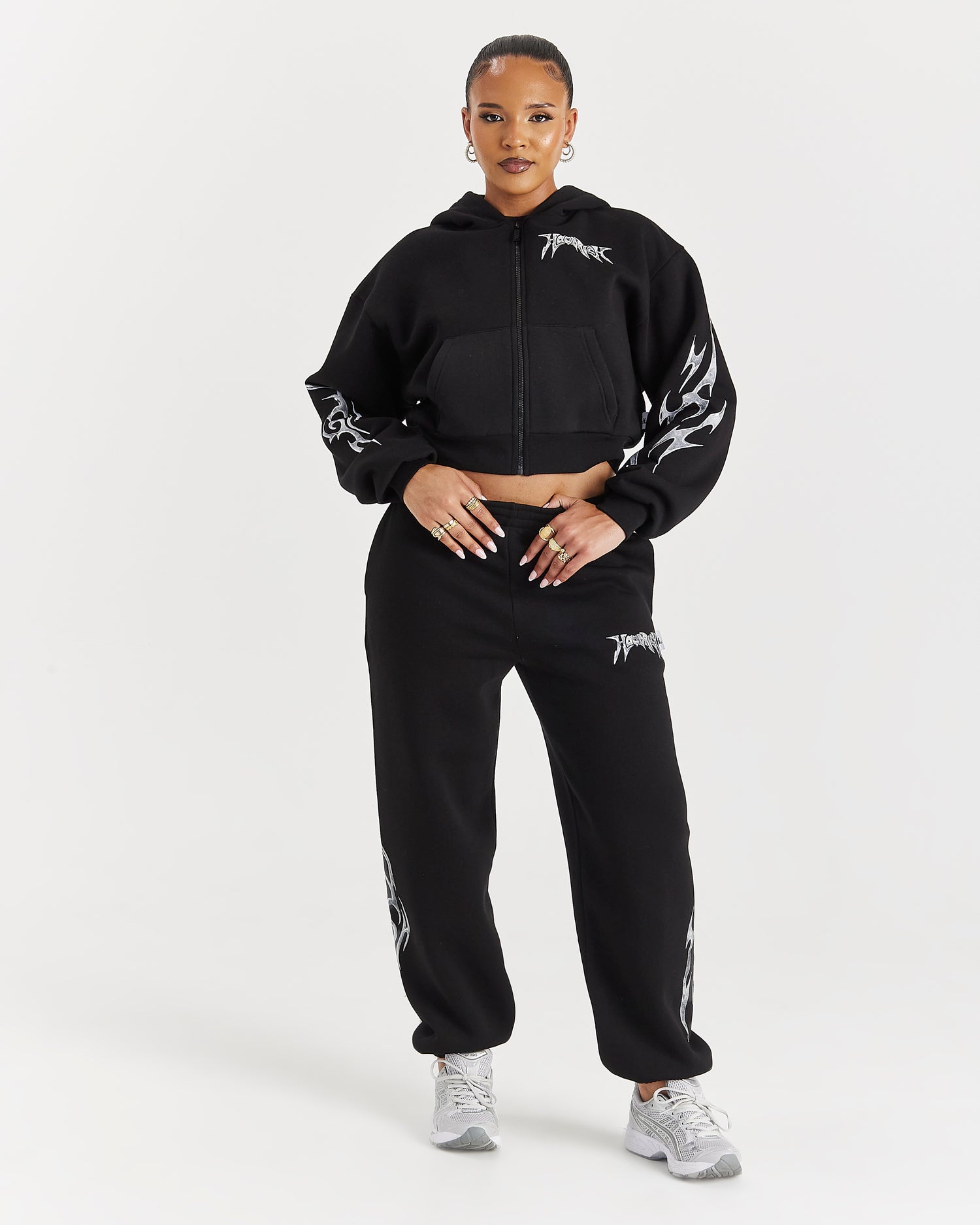 Spark Boxy Zip Hoodie - Black/Silver