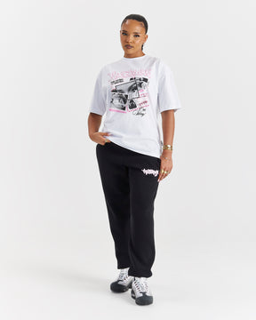 Fray Oversized T-Shirt - White/Pink