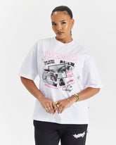 Fray Oversized T-Shirt - White/Pink