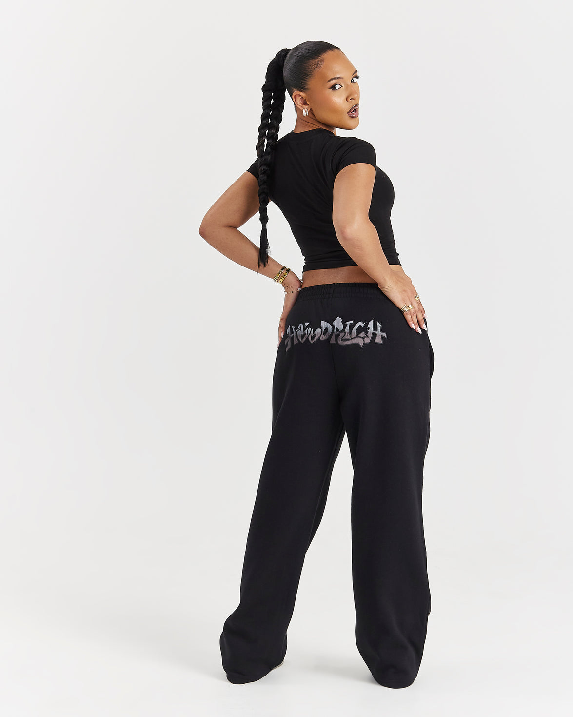 Lucky Oversized Wide Leg Joggers - Black/Grey