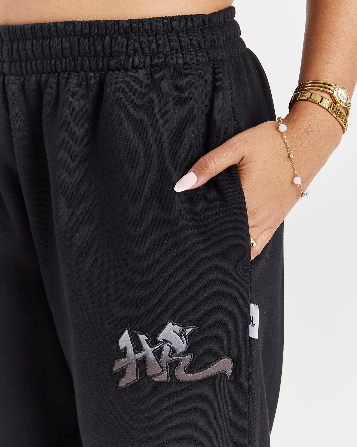 Lucky Oversized Wide Leg Joggers - Black/Grey