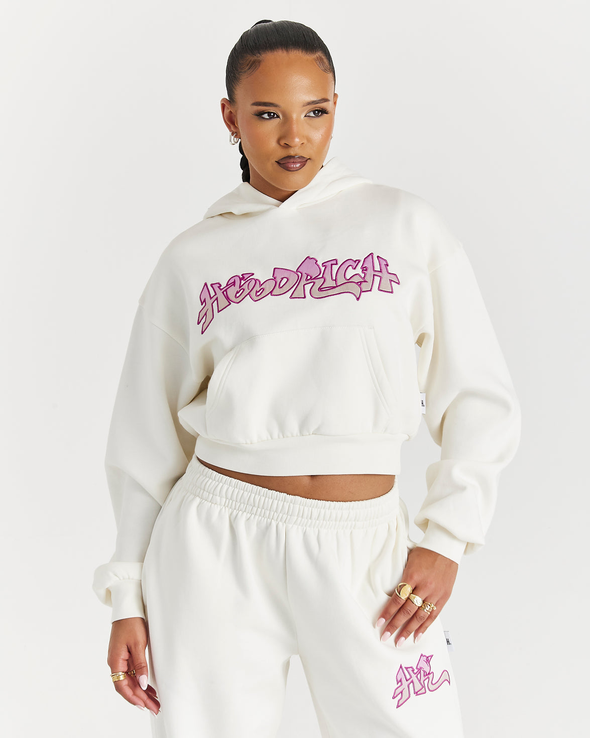 Lucky Boxy Hoodie - Cream/Pink