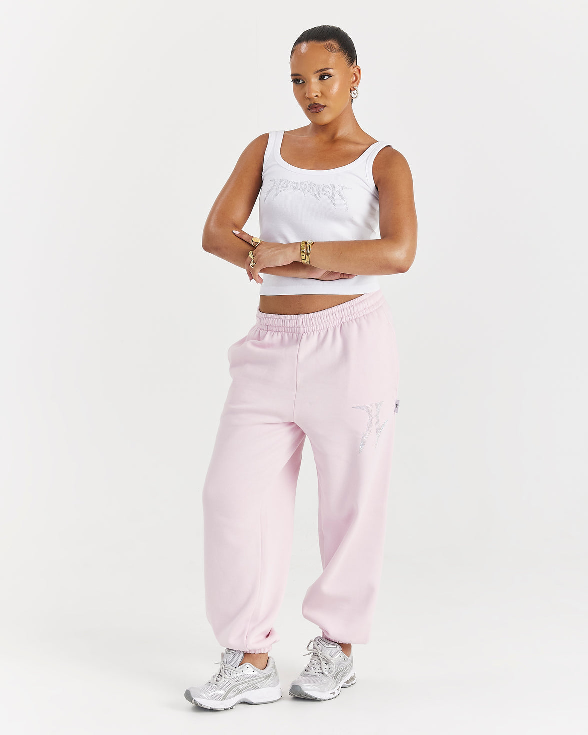 Lustre Oversized Joggers - Pink/Rhinestone
