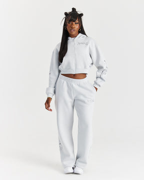 Spark Boxy Zip Hoodie - Off White/Silver