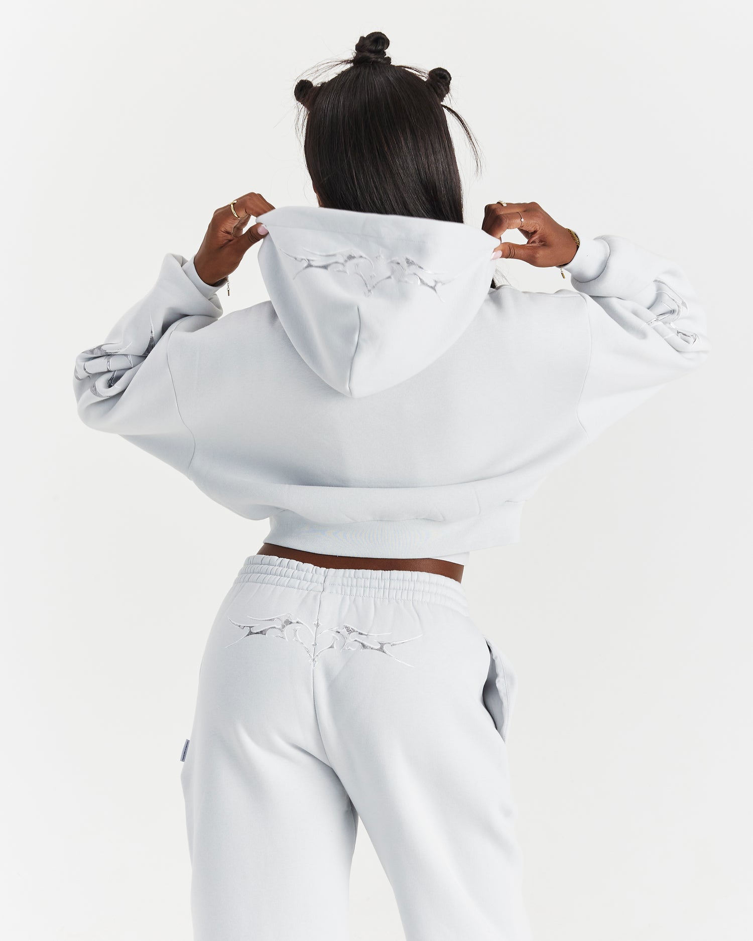 Spark Boxy Zip Hoodie - Off White/Silver