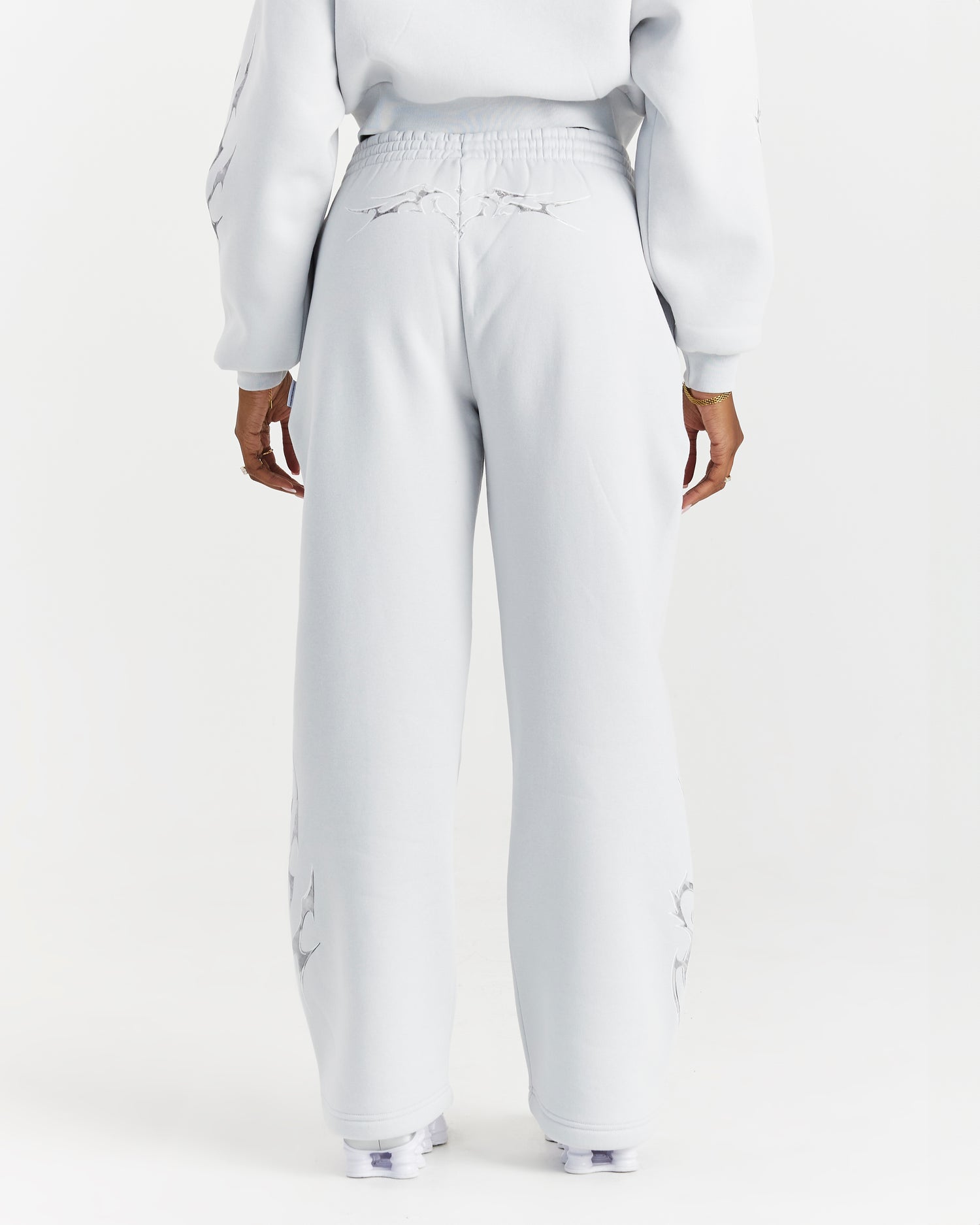 Spark Wide Leg Joggers - Off White/Silver