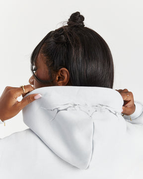 Spark Boxy Zip Hoodie - Off White/Silver
