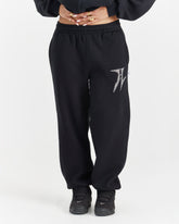 Lustre Oversized Joggers - Black/Rhinestone