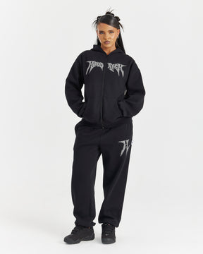 Lustre Oversized Joggers - Black/Rhinestone